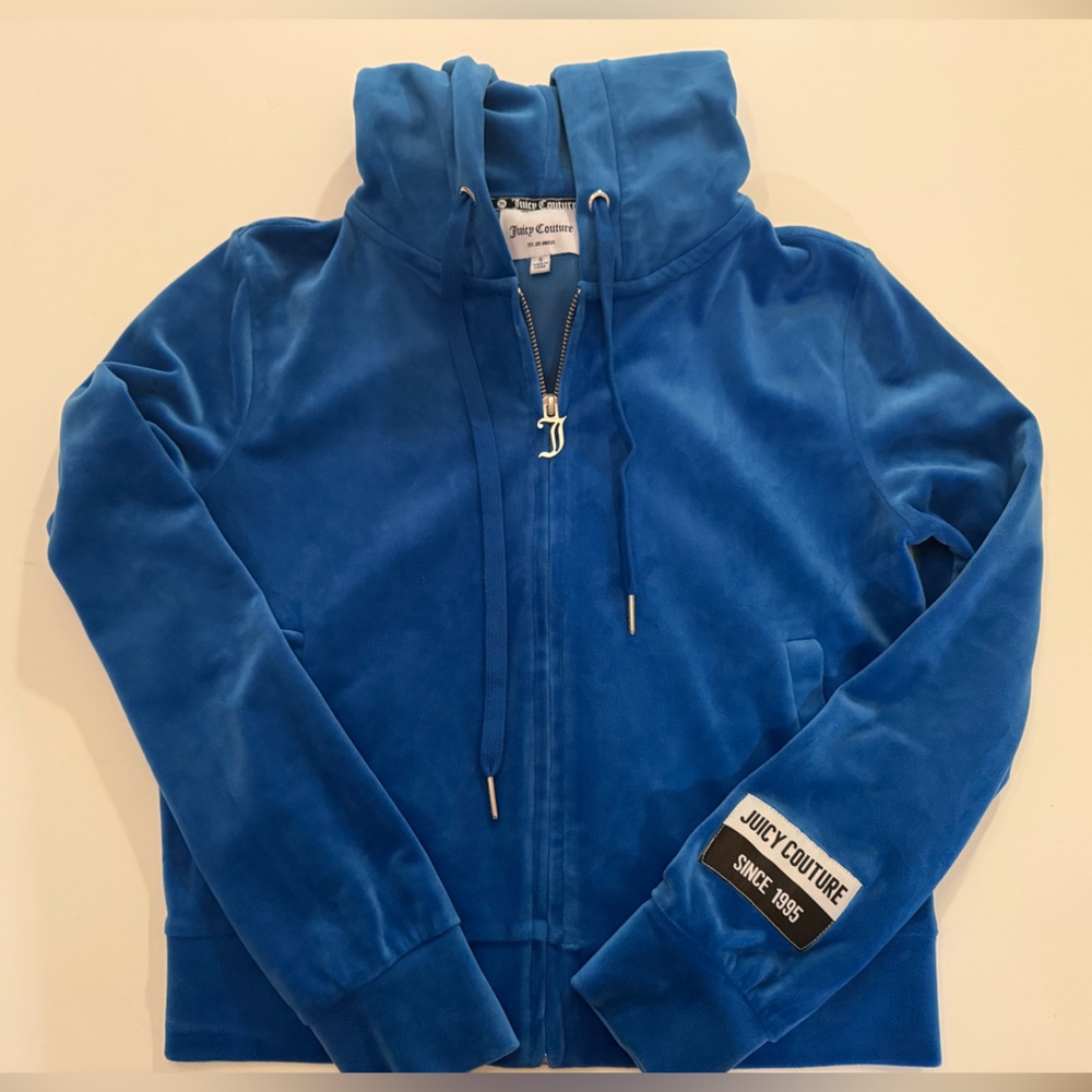 Juicy Couture Cobalt Blue Velour Zip-Up Hoodie